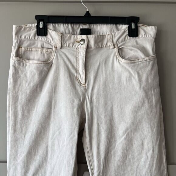 Eileen Fisher Pants Womens Petite Medium White Straight Leg Denim Jeans Made USA - Picture 2 of 16